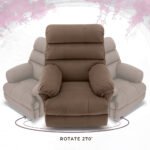Avalon Posture Pro Rocking & Rotating Single Seater Fabric Recliner, Brown, Motorized - Image 9