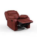 Avalon Rocking & Rotating Crimson Red Single Seater Suede Fabric Recliner - Image 7