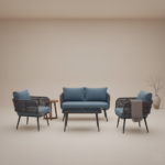 Polari Outdoor Garden Balcony Sofa Set 2 Seater , 2 Single Seater 1 Center Table Set (Grey) Braided and Rope - Image 6