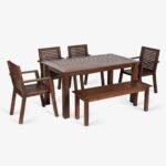 Alfresco Outdoor Dining Table With 4 Arm Chairs And Bench - Image 2