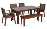 Alfresco Outdoor Dining Table With 4 Arm Chairs And Bench - Image 4