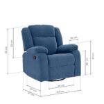Avalon - Rocking & Rotating Single Seater Fabric Recliner in Twilight Blue Colour - Image 6