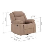 Avalon - Rocking & Rotating Single Seater Fabric Recliner in Plaster Brown Colour - Image 6