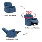 Avalon - Rocking & Rotating Single Seater Fabric Recliner in Twilight Blue Colour - Image 7