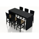 Napo Outdoor Patio Bar Sets 6 Chairs and 1 Table (Black) - Image 2