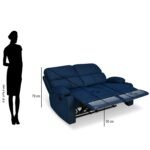Nilkamal Matt 2 Seater Recliner Sofa with Cup Holder (Blue) - Image 12