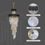 Black Geminus Long Crystal Chandelier - Image 5