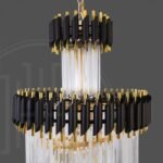 Black Geminus Long Crystal Chandelier - Image 7