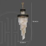 Black Geminus Long Crystal Chandelier - Image 11