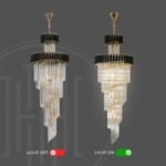 Black Geminus Long Crystal Chandelier - Image 14