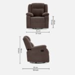 Avalon - Rocking & Rotating Single Seater Fabric Recliner In Dark Brown Colour - Image 6