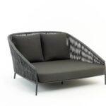 Elvey Outdoor Poolside Sunbed With Cushion Daybed (Grey) Braided & Rope