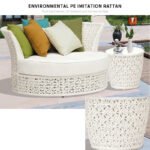 Nery Outdoor Poolside Sunbed With Cushion Daybed With Side Table (White) - Image 2