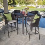 Maso Outdoor Patio Bar Sets 4 Chairs and 1 Table (Brown)