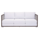 Coco Outdoor Sofa Set 3 Seater , 2 Single seater and 1 Center Table (White+ Brown) - Image 2