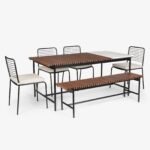 Covent Garden Outdoor Dining Table With 4 Chairs and Bench - Image 2
