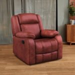 Avalon Rocking & Rotating Crimson Red Single Seater Suede Fabric Recliner