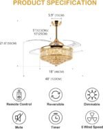 Crystal Chandelier Ceiling Fan with Remote Control - Image 8