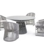 Mash Outdoor Patio Seating Set 4 Chairs and 1 Table Set (Grey) Braided & Rope