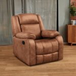 Avalon Rocking & Rotating Desert Orange Single Seater Suede Fabric Recliner