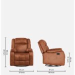 Avalon Rocking & Rotating Desert Orange Single Seater Suede Fabric Recliner - Image 6