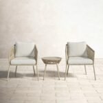 Chimp Outdoor Patio Seating Set 2 Chairs and 1 Table Set (Cream) Braided & Rope - Image 2