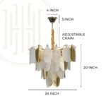 Gratus Luxe White Glass Leaf Chandelier - Image 10