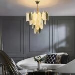 Gratus Luxe White Glass Leaf Chandelier - Image 2