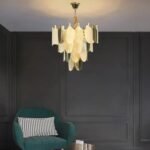Gratus Luxe White Glass Leaf Chandelier - Image 3