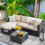 Ment Outdoor Sofa Set 4 Seater and 1 Center Table Set (Black) - Image 3