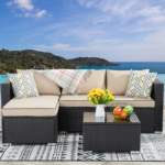 Ment Outdoor Sofa Set 4 Seater and 1 Center Table Set (Black) - Image 2