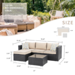 Ment Outdoor Sofa Set 4 Seater and 1 Center Table Set (Black) - Image 7