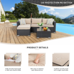 Ment Outdoor Sofa Set 4 Seater and 1 Center Table Set (Black) - Image 5