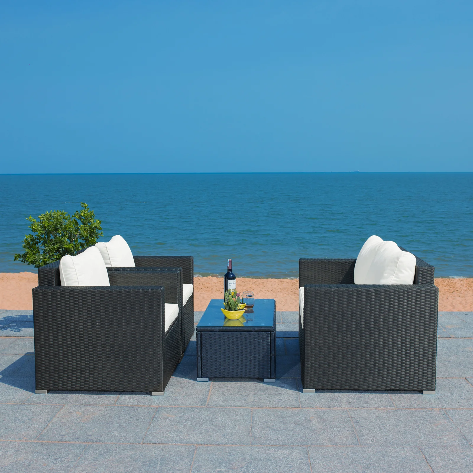 Power Outdoor Sofa Set 2 Seater , 2 Single seater and 1 Center Table Set (White) - Image 4