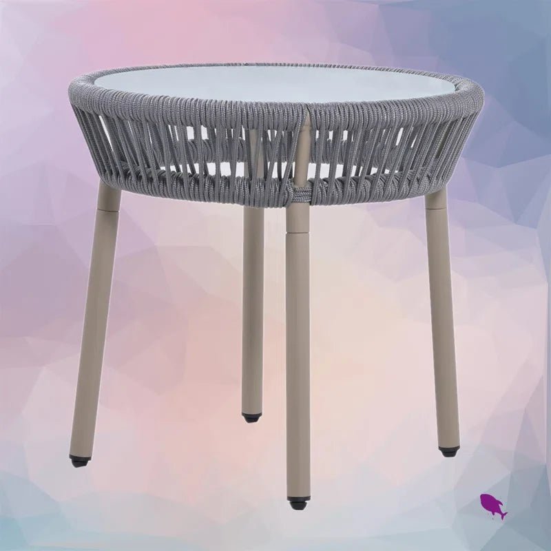 Milano Outdoor Patio Seating Set 2 Chairs and 1 Table Set (Grey) Braided & Rope - Image 5