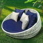 Ariza Outdoor Poolside Sunbed With Cushion Daybed (WHITE)