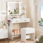 Kyriako Modern Makeup Vanity with LED Mirror, Charging Ports & 3 Drawers – Perfect Bedroom Dressing Table - Image 8