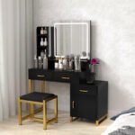 LED Lighted Vanity Set – Makeup Table with Mirror and Stool Included - Image 2