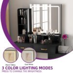 LED Lighted Vanity Set – Makeup Table with Mirror and Stool Included - Image 4