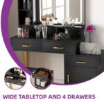 LED Lighted Vanity Set – Makeup Table with Mirror and Stool Included - Image 5