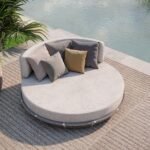 Nemi Outdoor Poolside Sunbed With Cushion Daybed (Grey) Braided & Rope