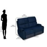 Nilkamal Matt 2 Seater Recliner Sofa with Cup Holder (Blue) - Image 11