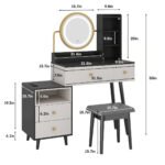 Vanity Makeup Desk Set with Touch Screen Dimming Mirror – Modern Design - Image 2