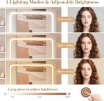 Makeup Vanity Desk w/ LED Lights & Power Outlets - 2 Drawers, Cabinet & Stool - Dressing Table with Charging Station - Image 8