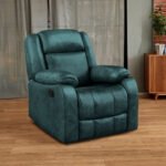 Avalon Rocking & Rotating Midnight Blue Single Seater Suede Fabric Recliner