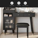 Modern Wooden Makeup Vanity Desk with Drawers – Compact Bedroom Vanity - Image 7