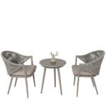 Detect Outdoor Patio Seating Set 2 Chairs and 1 Table Set (Grey) Braided & Rope - Image 3