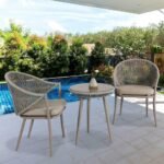 Detect Outdoor Patio Seating Set 2 Chairs and 1 Table Set (Grey) Braided & Rope - Image 4