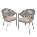 Detect Outdoor Patio Seating Set 2 Chairs and 1 Table Set (Grey) Braided & Rope - Image 5