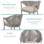 Detect Outdoor Patio Seating Set 2 Chairs and 1 Table Set (Grey) Braided & Rope - Image 13